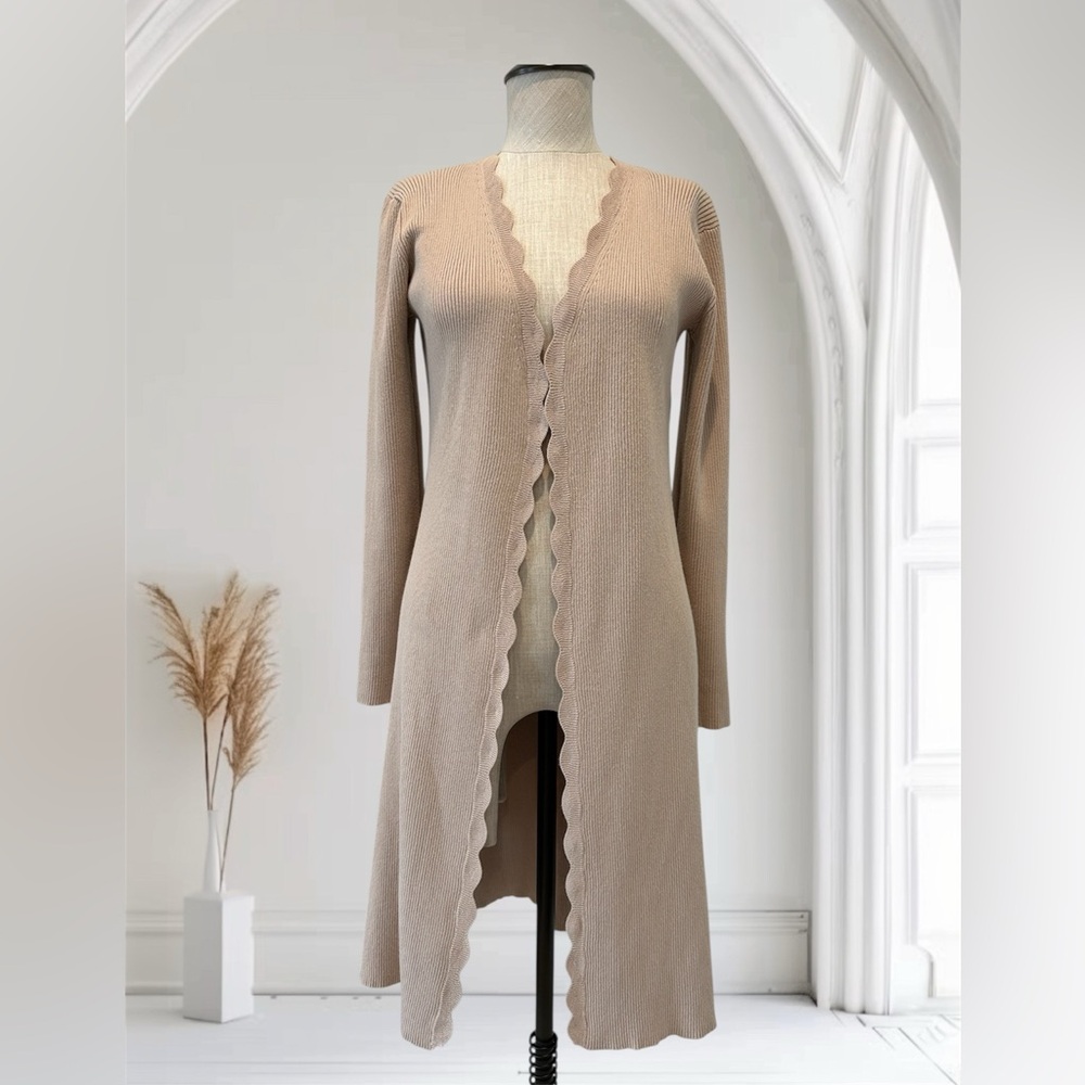 Cable & Gauge Light Tan Knit Cardigan Duster-Size Small